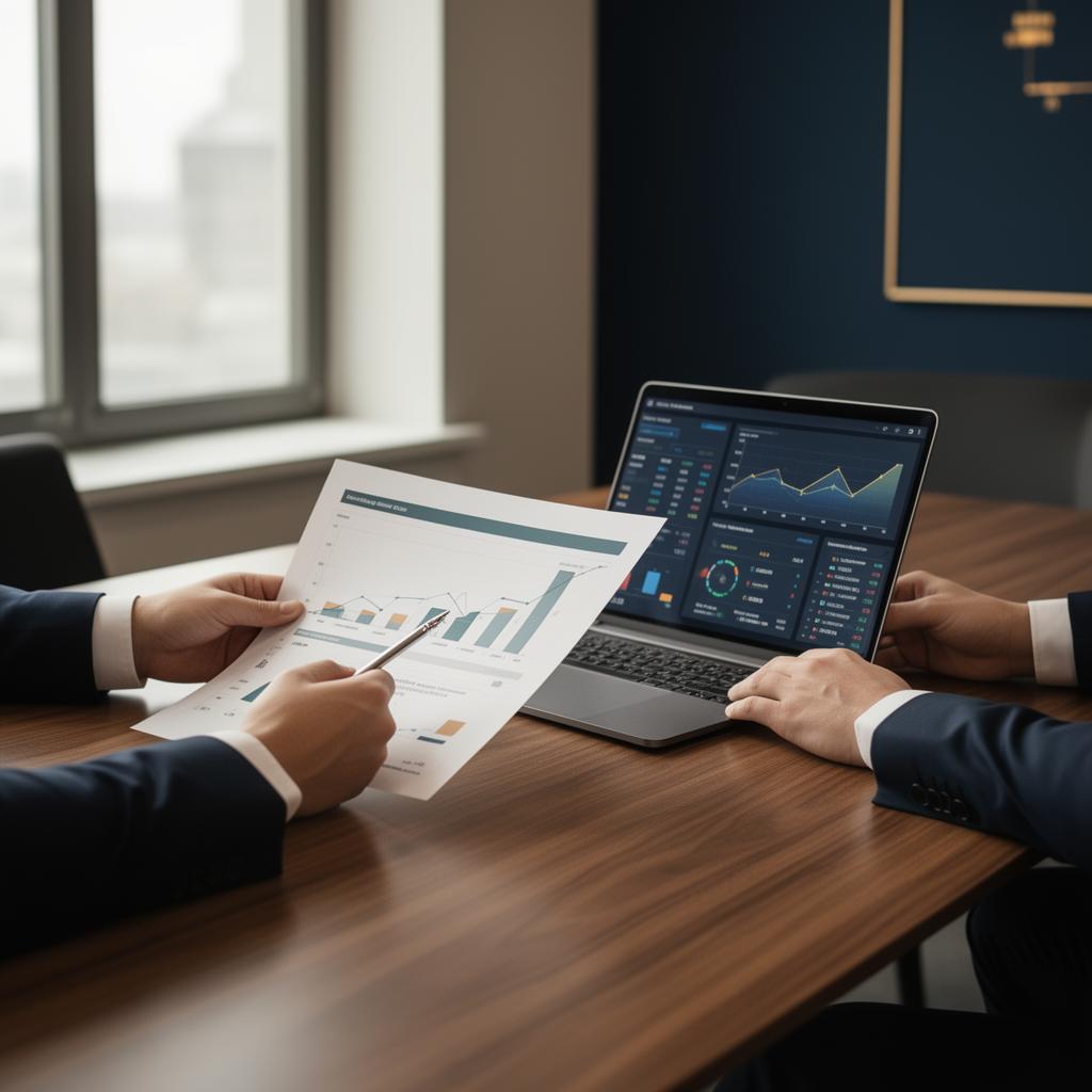 Kuuni Partners advisors reviewing a quarterly tax plan and financial dashboard with a client